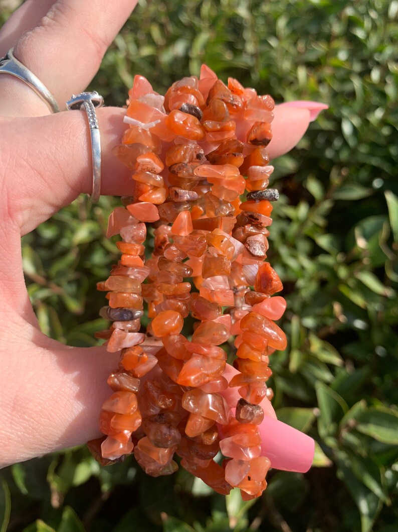 One Carnelian Stone Chip Bracelet Carnelian Jewelry Etsy
