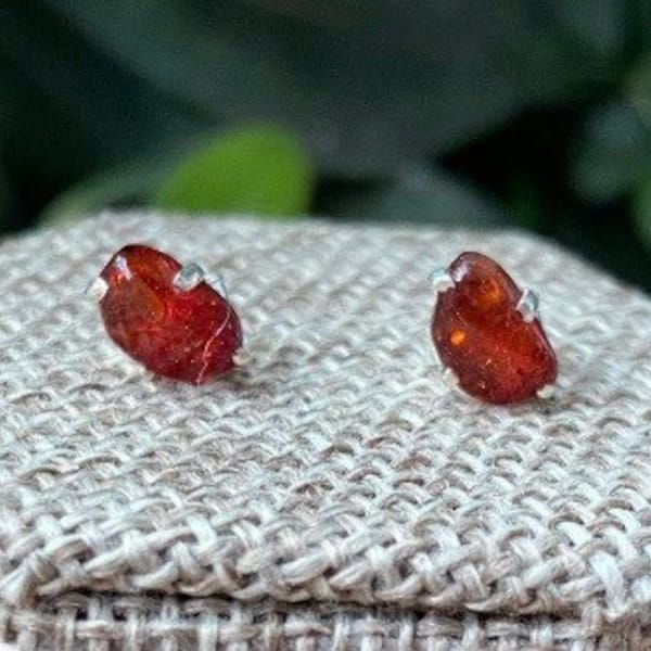 Amber Sterling Silver Earring, Amber Earring, Amber, Sterling Silver, Stud Earring, Prong Earring, Jurassic, Ancient
