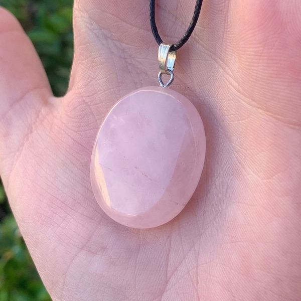 Rose Quartz Necklace w/ Adjustable Cord Chain, Free Form Necklace, Self Love Necklace, Heart Chakra, Spiritual Stone, Pink Necklace, Growth