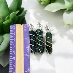 Wire Wrapped Bloodstone Pendant Necklace – Spiral Wrapped Healing Crystal Jewelry, Heart Chakra Support, Stress Relief Gift for Anxiety image 4