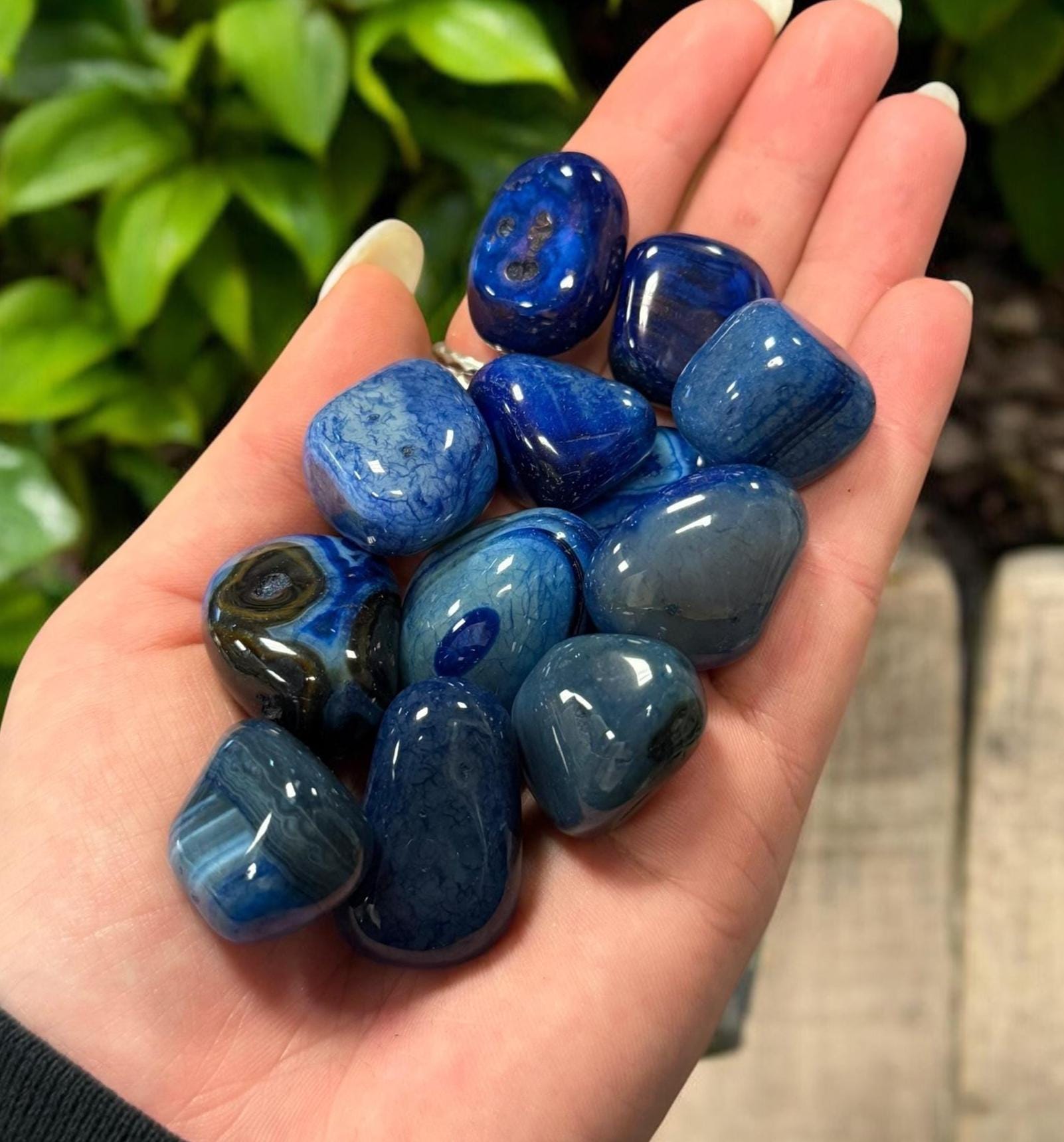 Blue Agate Tumbled Stone – Calming Pocket Crystal for Meditation