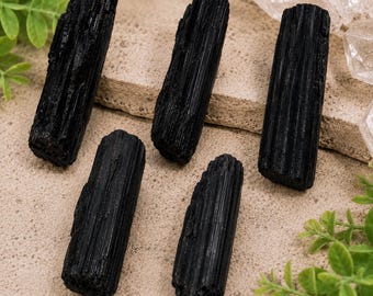 Black Tourmaline Log Raw Black Tourmaline Crystal 4 to 6 Inch Protection Stone Grounding Crystal EMF Shield Home Decor Gift Healing Crystal
