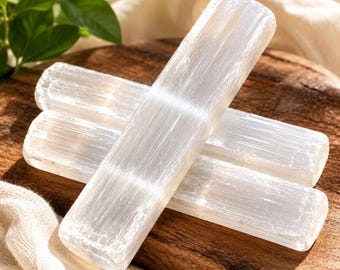 Selenite Charging Sticks Multiple Sizes Available Natural Moroccan Selenite Crystal Wand Meditation Crystal Charging Bar Reiki Gift