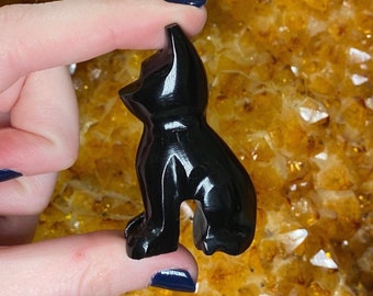 Mini Black Onyx Cat Carving, Carved Kitty, Carved Cat, Perched Cat, Lucky Cat, Pussycat, Halloween, Feline, Spirit Animal