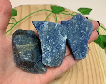 Rough Blue Quartz Chunk, Raw Tumbler Stone, Communication Stone, Throat Chakra, Pocket Stone, Blue Quartz Tumbled Stone