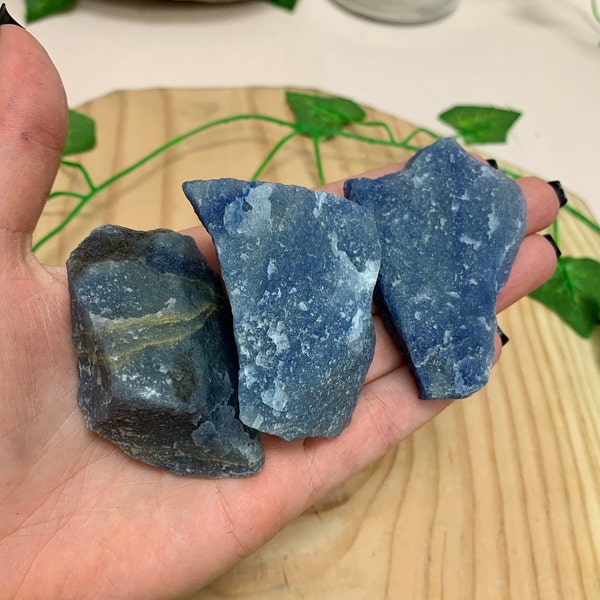 Rough Blue Quartz Chunk, Raw Tumbler Stone, Communication Stone, Throat Chakra, Pocket Stone, Blue Quartz Tumbled Stone