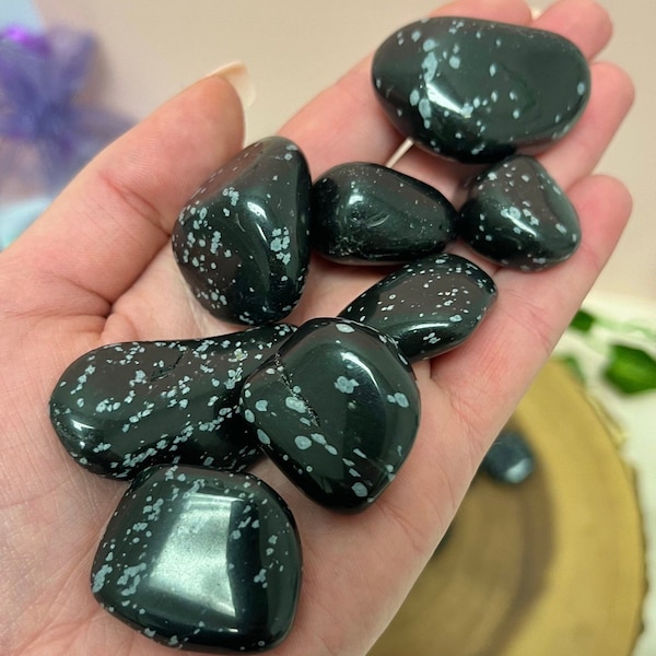 Snowflake Obsidian Tumbled Stone, Snowflake Obsidian, Obsidian, Meditation Stone, Energy Stone