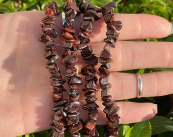 One Red Tiger's Eye Chip Bracelet, Red Tiger's Eye Stretch Bracelet, Stone Bracelet, Bead Bracelet