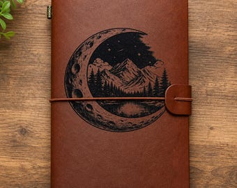 Custom Laser Engraved Leather Journal, Personalized Refillable Notebook, Custom Design Journal Gift, 8x5 Travel Journal