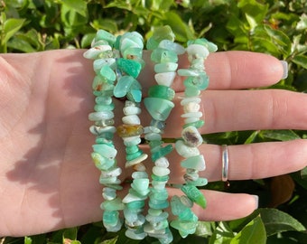 One Mint Chrysoprase Stone Bracelet, Green Chrysoprase Stretch Bracelet, Chrysoprase Healing Bracelet, Stone Bracelet