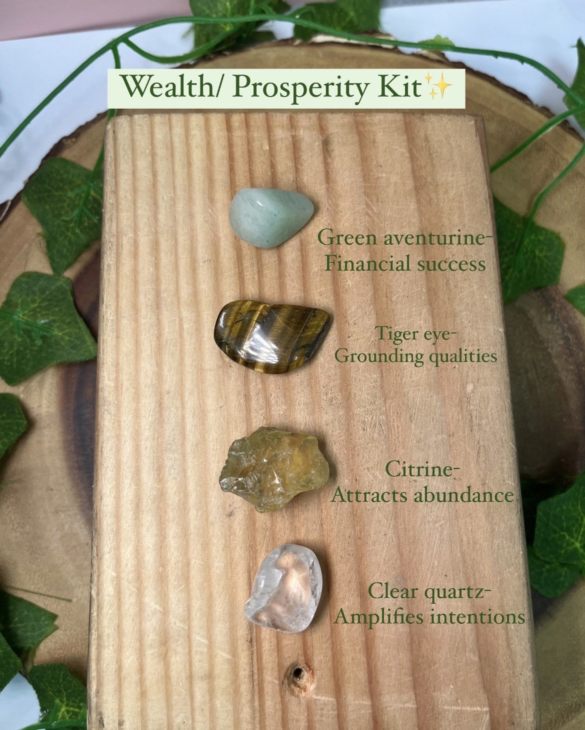 Crystal Kit for Wealth and Prosperity, Stone Bundle for Money and ...