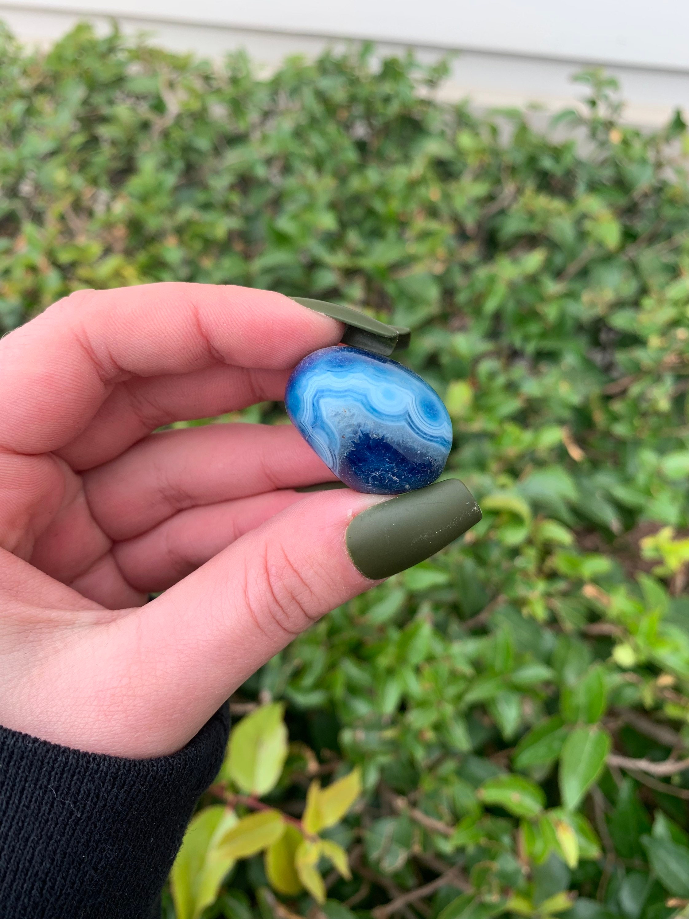 Blue Agate Tumbled Stone Agate Pocket Stone Blue Agate Etsy