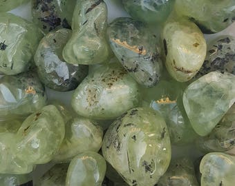 Prehnite Tumbled Stone, Green Prehnite, One Tumbled Stone, Green Prehnite Pocket Stone, VG