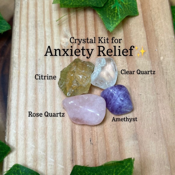 Crystal Kit for Anxiety, Stone Bundle for Anxiety Relief, Calming and Soothing Energy, Meditation, Reiki Tools, Healing, Amethyst, Quartz