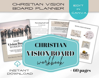 2026 Christian Vision Board Workbook | Western Faith Planner | Goal Setting, Scripture Journal, God-Led Life Planner