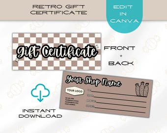 Editable Gift Certificate Template , Modern Neutral Small Business Voucher, Printable Certificate for Shops,  Canva Download, Western Theme