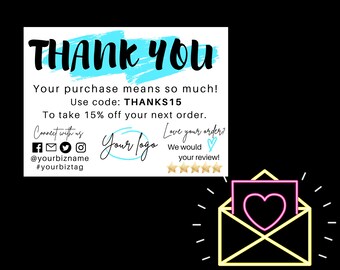 BLUE Business Thank You Card Template - Thank You Card Template -Network Marketing Template - Thank You For Your Purchase Template