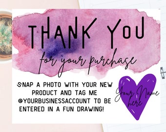 PURPLE Business Thank You Card Template - Thank You Card Template -Network Marketing Template - Thank You For Your Purchase Template