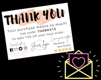 PINK Business Thank You Card Template - Thank You Card Template -Network Marketing Template - Thank You For Your Purchase Template