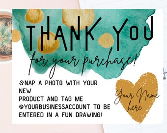 GREEN Business Thank You Card Template - Thank You Card Template -Network Marketing Template - Thank You For Your Purchase Template