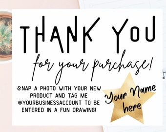 GOLD STAR Business Thank You Card Template - Thank You Card Template -Network Marketing Template - Thank You For Your Purchase Template