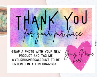 PINK PURPLE Business Thank You Card Template - Thank You Card Template -Network Marketing Template - Thank You For Your Purchase Template