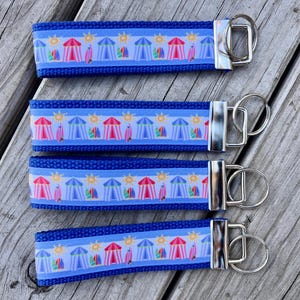 Naples Beach  Cabanas on Blue Key Fob/Key Chain/Key Ring
