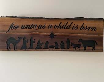 Nativity wood sign. Freestanding or wall hanging. Christmas Nativity. Wood nativity.