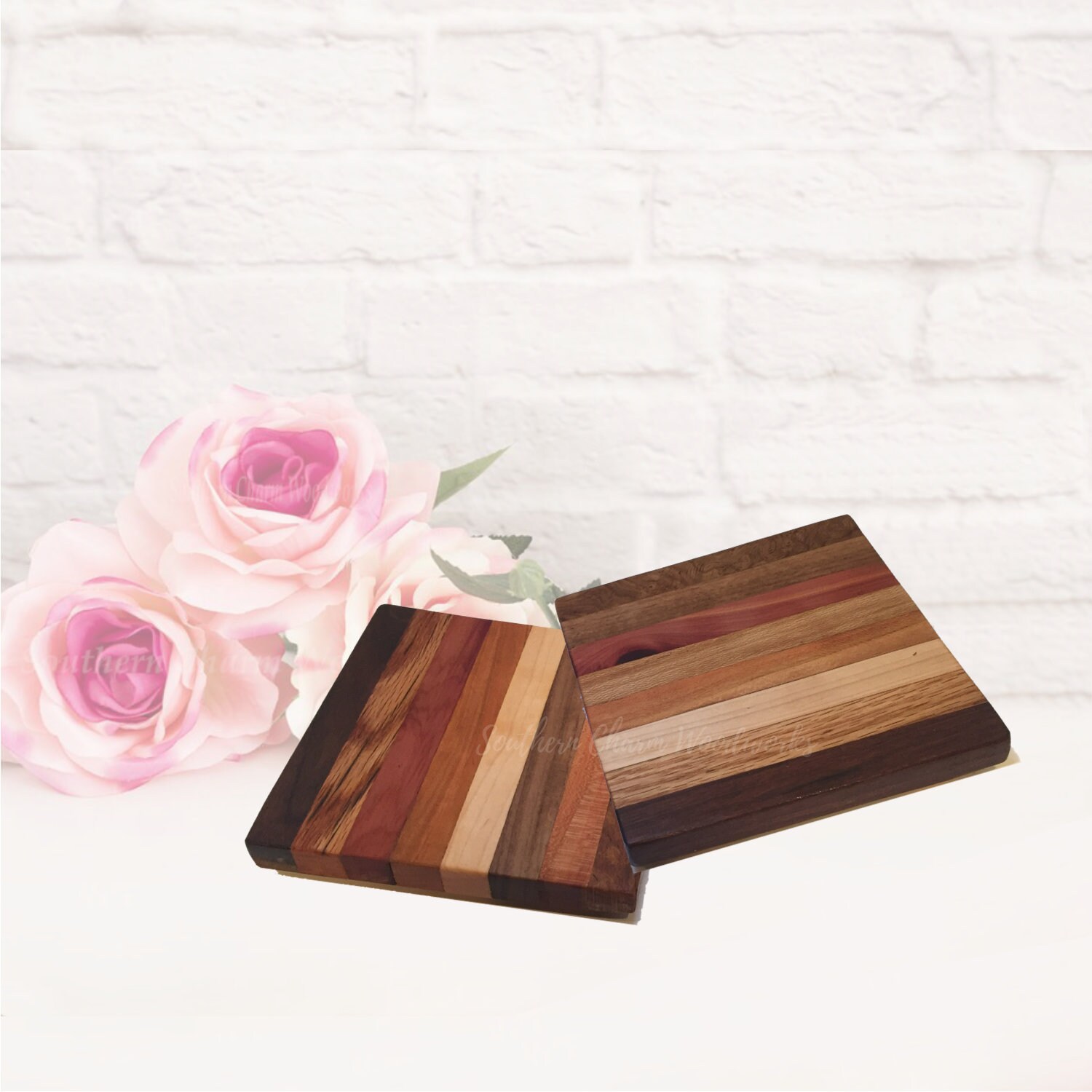 Rustic Wood Trivet, kitchen decor. Set of two Wood Pot Holders. Gift