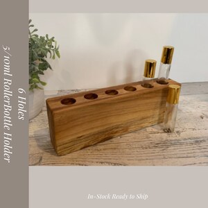 Essential Oil Holder for Rollerbottles 5/10ml. Has 6 Holes and is made from reclaimed walnut. Essential Oil Storage. Oil Holder