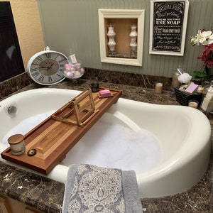 Bathtub Tray with optional wine holder. Bathtub Tray Shelf,  Luxury Bathtub Tray, Bath Caddy. Perfect Gift for