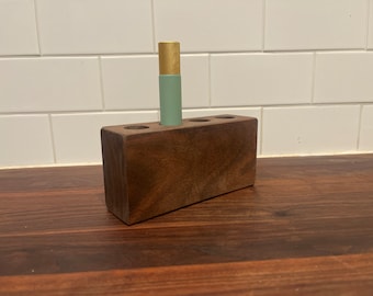 Essential Oil Wood Holder. Rollerball Holder has 4 Holes for Essential Oil bottles.  5/10ml Rolleballs Bottles.