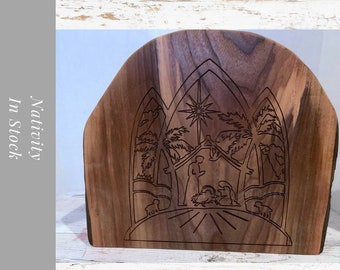 Wood Nativity Sign/Block /carved nativity. Freestanding or wall hanging. Christmas Nativity Set