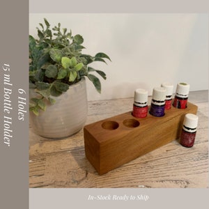 Essential Oil Wood Holder. Rollerball Holder with 6 Holes for Essential Oil 5ml Bottles.