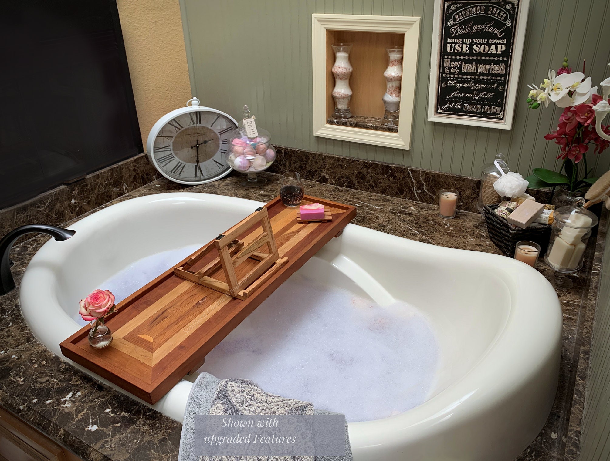 Tub Tray with Tablet Holder Sliver Woodworking Bathtub Tray Caddy Tub Tray with Tablet Holder Sliver Woodworking Bathtub Tray Caddy