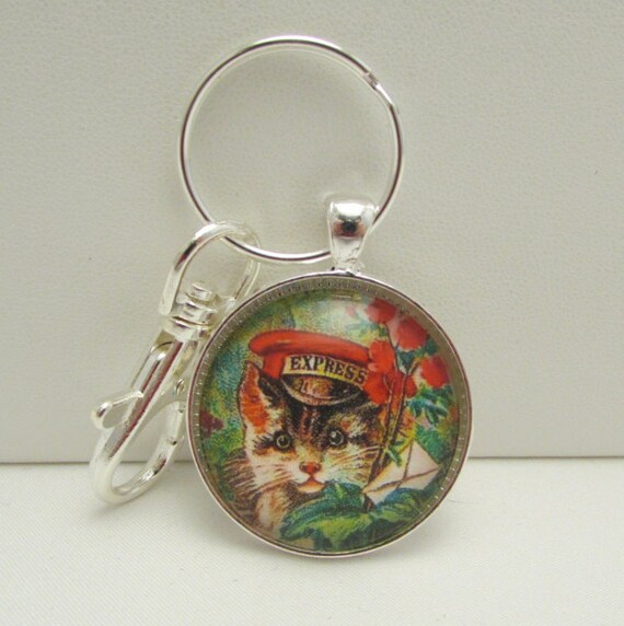 Edwardian Cat Key Fob Vintage Cat Keychain Cat Key Chain Etsy