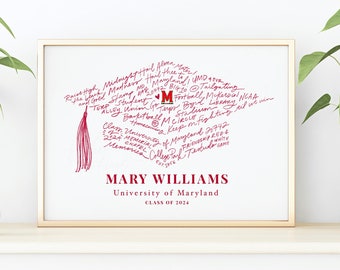 University of Maryland Memories, UMD, Maryland Terps Graduation Cap Gift - Customizable Print (unframed, 8x10 inches)