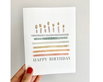 Gold Embossed Birthday Cake Card 5x6.5 inches (Blank)