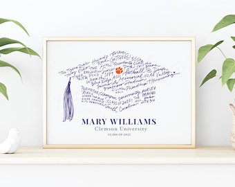 Clemson University Memories, Clemson Tigers Graduation Cap Gift - Customizable Print (unframed, 8x10inches)