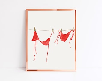Red Bikini Beach Art Print (unframed)