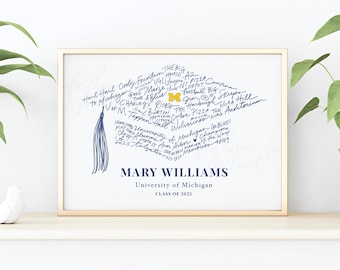 University of Michigan Memories, Graduation Cap Gift - Customizable Print (unframed, 8x10 inches)