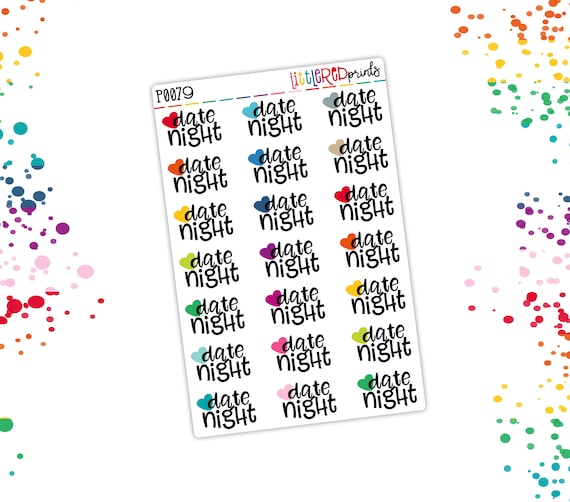 Date Night Planner Sticker Happy Planner Balloons Calendar Erin Condren Cute Couple Agenda