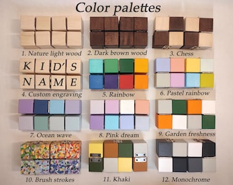 Cubo infinito de madera, juguete antiestrés en tonos pastel, rompecabezas de viaje personalizado