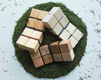 Cubo infinito de madera personalizado: juguete sensorial para niños pequeños