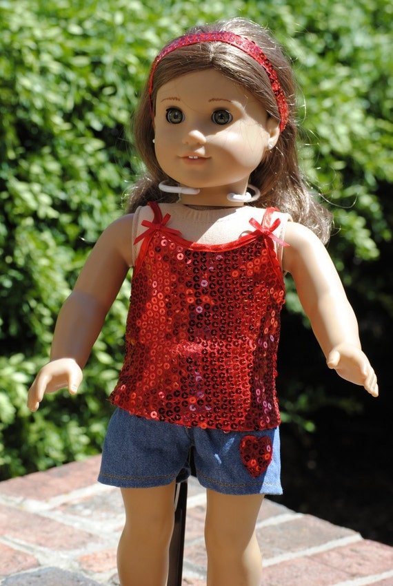 Sparkle Red Shorts Set for 18 Inch Dolls