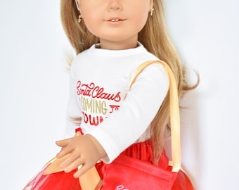 AVAILABLE NOW! NEW Merry Christmas Red and Gold Dress for  18 Inch Dolls