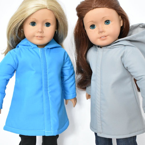Blue or Gray Doll Raincoat for 18 Inch Dolls