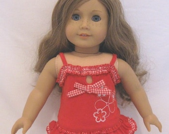 Red Two Piece Swimsuit for 18 Inch Dolls
