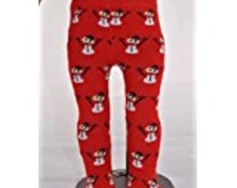 Red Snowman Pattern Tights for 18 Inch Dolls