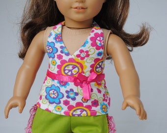 Peace Floral Short Set for 18 Inch Dolls